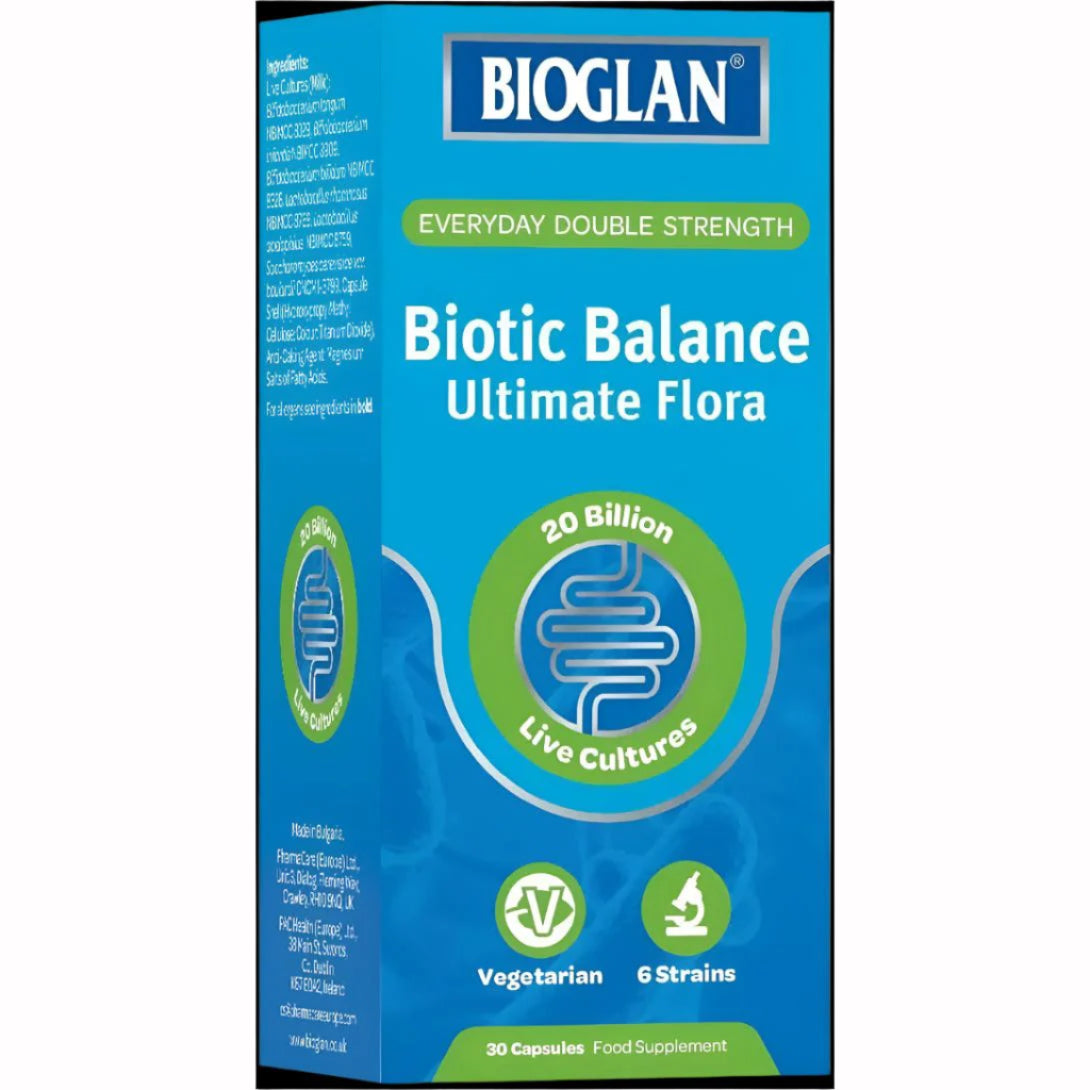 Bioglan Biotic Balance Ultimate Flora | 20 Billion | CFU | 6 Strains | Live Bacteria | 30 Capsules