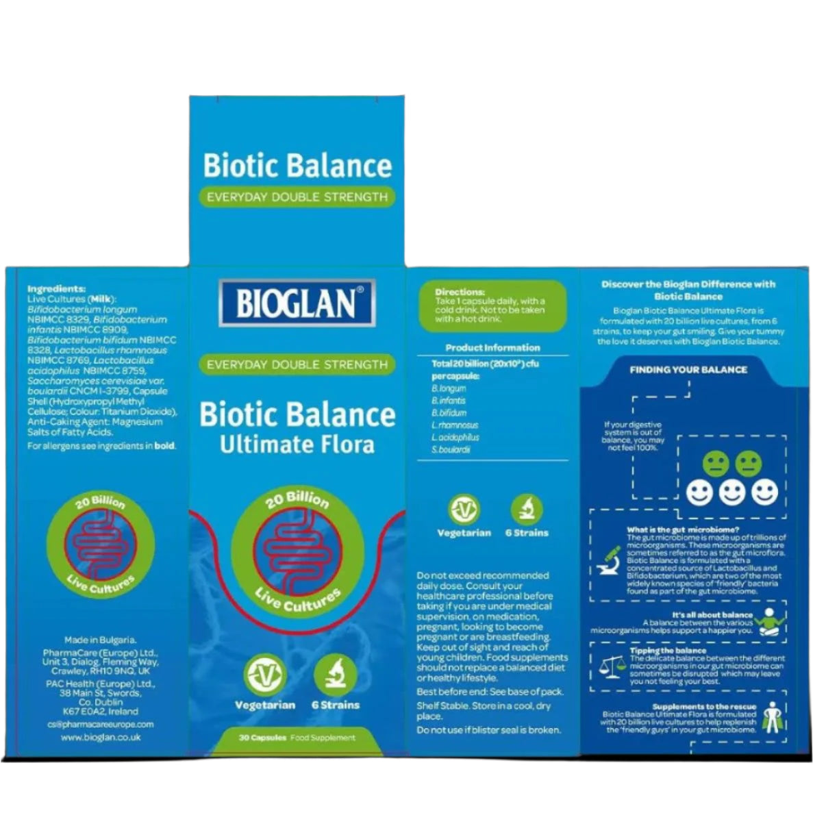 Bioglan Biotic Balance Ultimate Flora | 20 Billion | CFU | 6 Strains | Live Bacteria | 30 Capsules