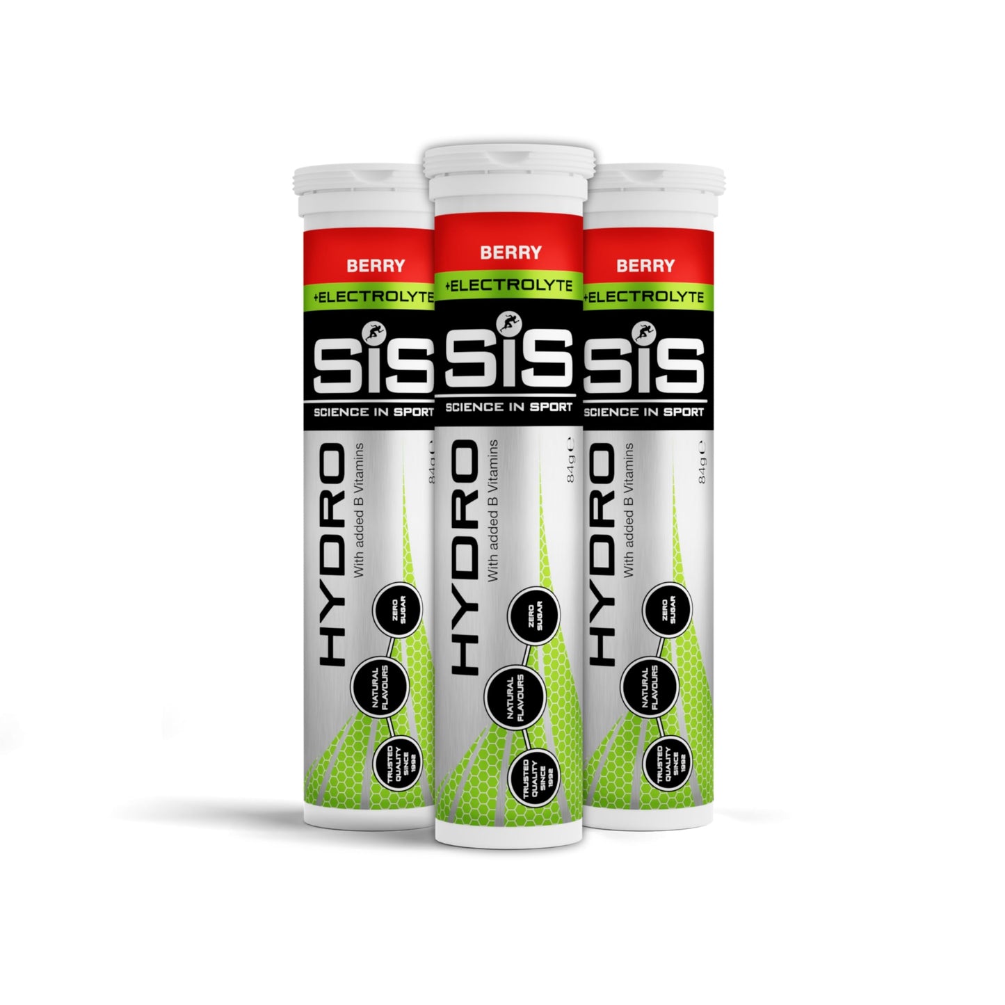 Science In Sport Hydro Hydration Tablets, Gluten-Free, Zero Sugar, Berry Flavour Plus Electrolytes, 20 Effervescent Tablets per Bottle (3 Bottles)