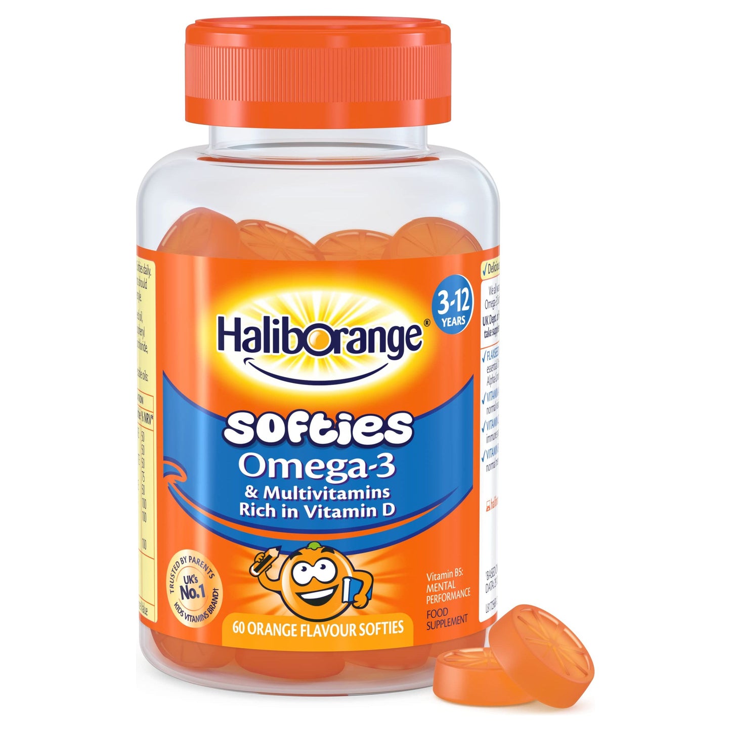 Haliborange Kids Vitamins Omega-3 and Multivitamin Orange Softies, Pack of 60