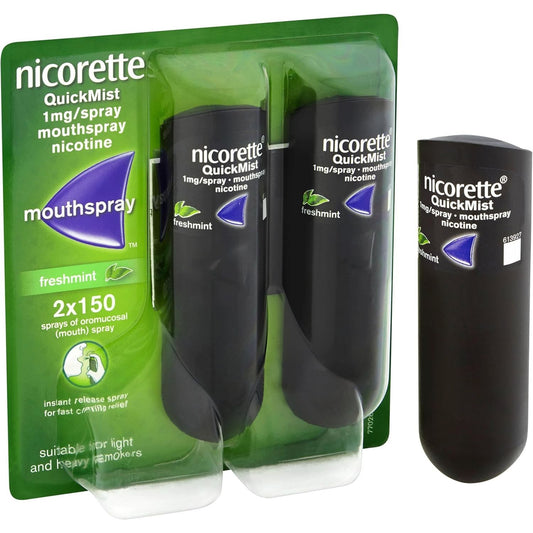 Nicorette Quick Mist Freshmint Mouth Spray 150 Sprays - Pack of 2