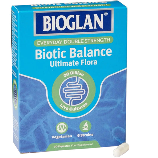 Bioglan Biotic Balance Ultimate Flora | 20 Billion | CFU | 6 Strains | Live Bacteria | 30 Capsules