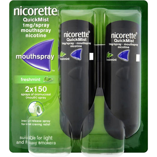 Nicorette Quick Mist Freshmint Mouth Spray 150 Sprays - Pack of 2