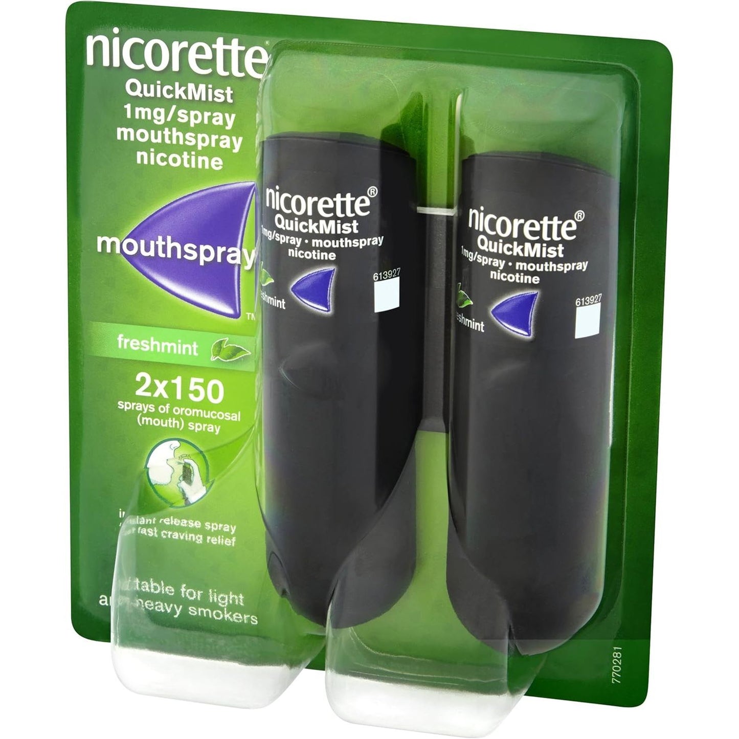 Nicorette Quick Mist Freshmint Mouth Spray 150 Sprays - Pack of 2