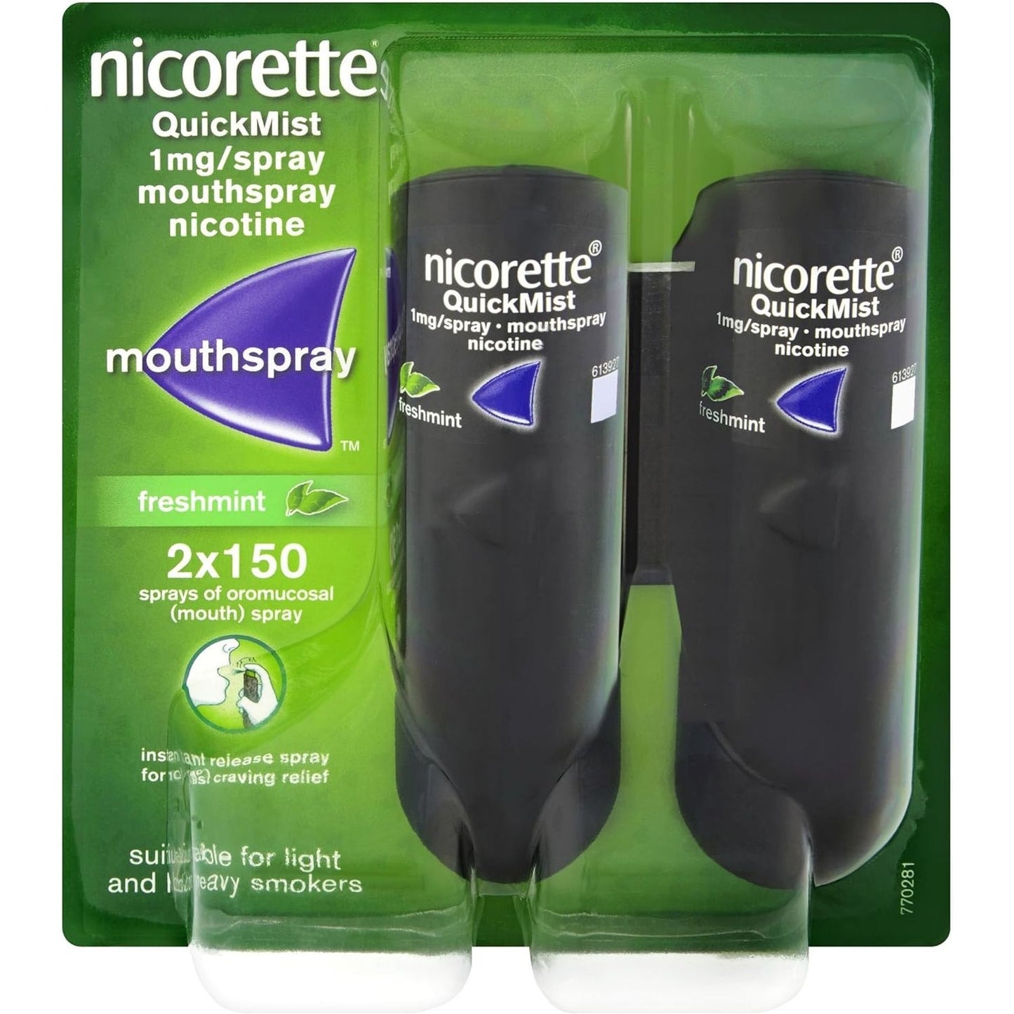 Nicorette Quick Mist Freshmint Mouth Spray 150 Sprays - Pack of 2