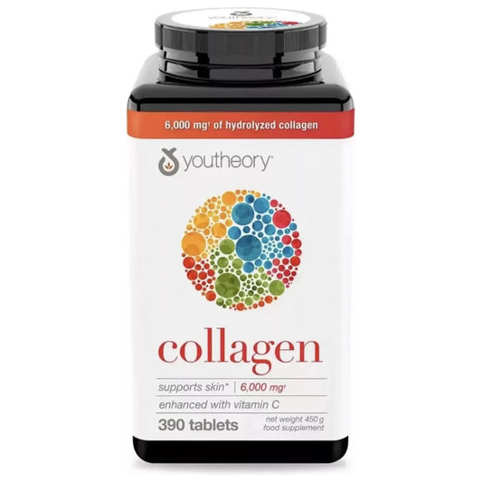 Youtheory Collagen Vitamins 390 Tablets Skin Hair Nail Formula 6000mg