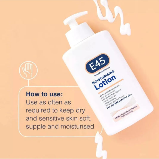 E45 Lotion Moisturiser Daily Body Pump Very Dry Sensitive Hydrated Skin 500ml