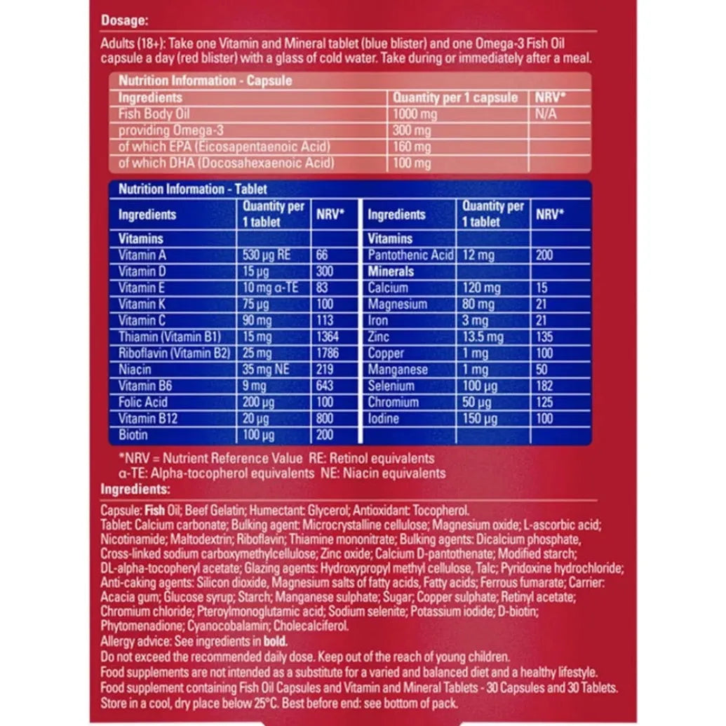Seven Seas Omega-3 & Multivitamins Man, With B Vitamins and Magnesium, 30-Day